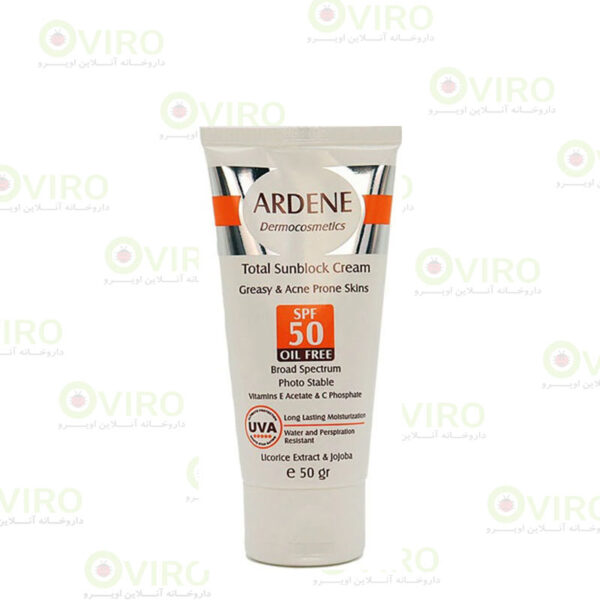 کرم ضد آفتاب رنگی SPF50 آردن مناسب پوست چرب و جوشدار 50 گرم