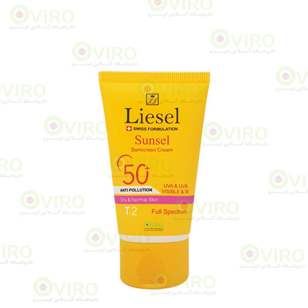 ضدآفتاب سانسل پوست نرمال تا خشک لایسل SPF50 بی رنگ و رنگی - Liesel