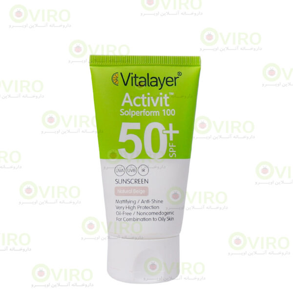 کرم ضد آفتاب SPF50 پوست چرب اکتی ویت ویتالیر 50 میلی لیتر