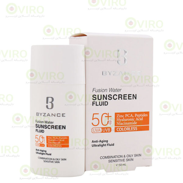 فلوئید ضد آفتاب فیوژن واتر SPF50 بیزانس مخصوص پوست چرب و مختلط